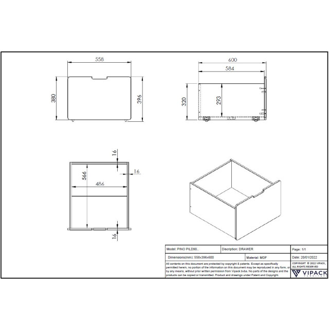 Lucevi pino set van 2 lades voor halfhoogslaper - 3012171 large