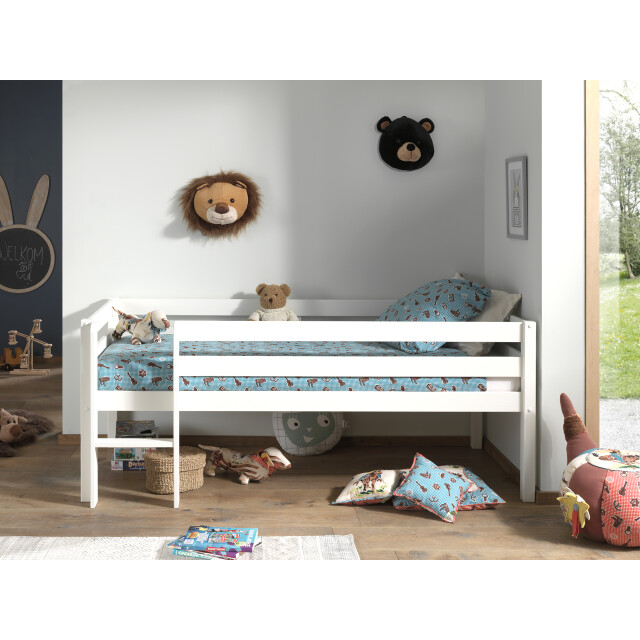 Lucevi pino halfhoogslaper met ladder 90x200cm - h85cm 3012172 large