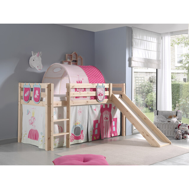 Lucevi pino halfhoogslaper + ladder + glijbaan + princess gordijntjes + 3 3012333 large
