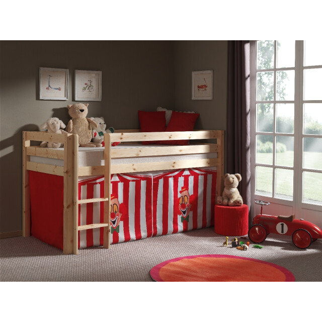 Lucevi pino halfhoogslaper + ladder + clown gordijntjes - 90x200 cm 3012391 large