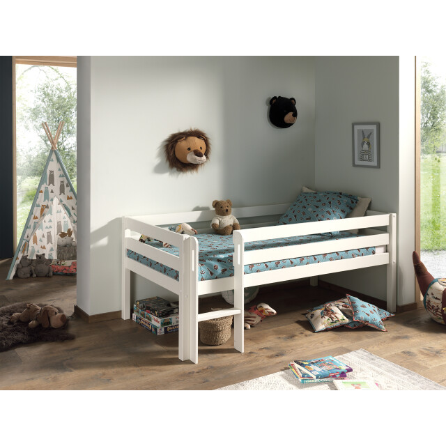 Lucevi pino halfhoogslaper met ladder 90x200cm - h85cm 3012172 large