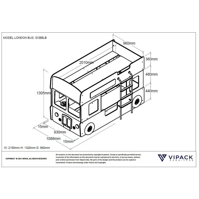 Lucevi carbeds london bus stapelbed 90x200cm - 3012293 large
