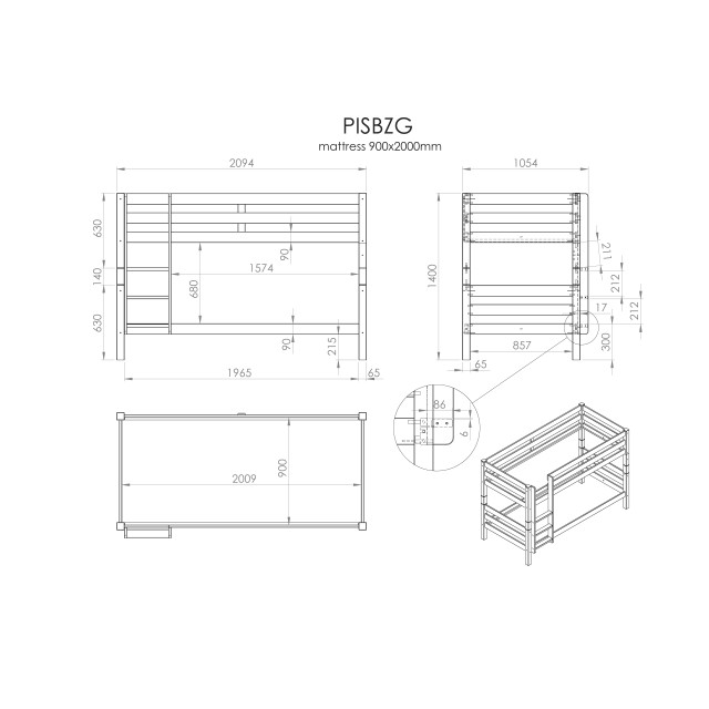 Lucevi pino stapelbed 90x200cm - 3012291 large