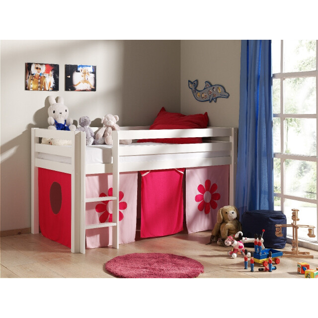 Lucevi pino halfhoogslaper h115cm met ladder 90 x 200 cm pink flower 3012414 large