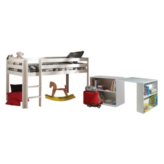Lucevi pino halfhoogslaper h115cm met ladder 90 x 200 cm pino bureau voor 3012318 large