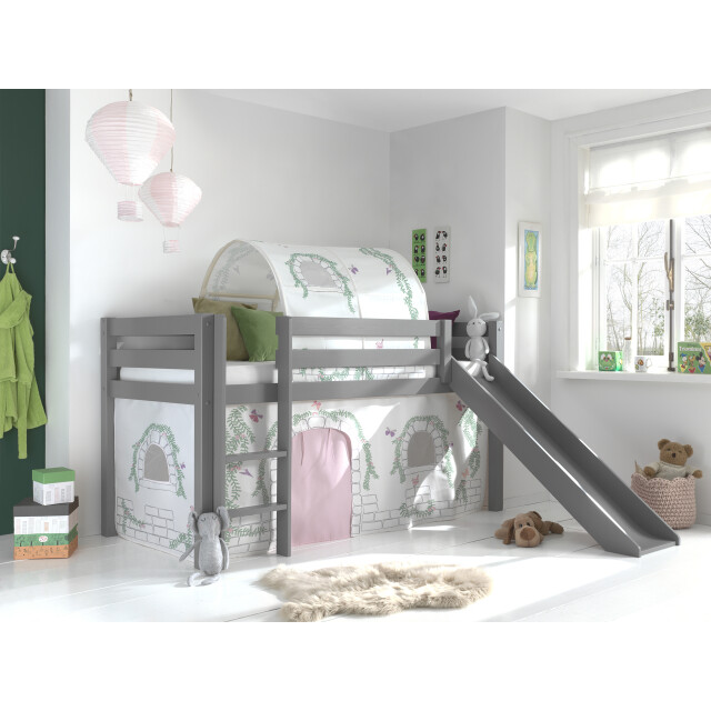 Lucevi pino halfhoogslaper h115cm met glijbaan 90 x 200 cm birdy 3011935 large