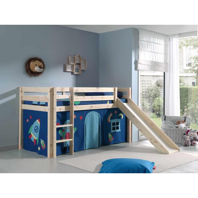 Lucevi pino halfhoogslaper + ladder + glijbaan + astro gordijntjes - 3012334 large
