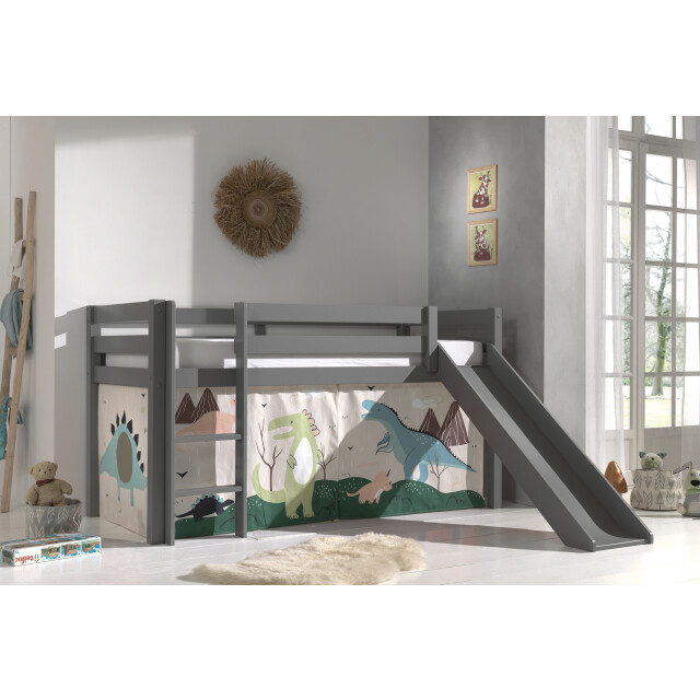 Lucevi pino halfhoogslaper h115cm met glijbaan 90 x 200 cm dino 3012051 large