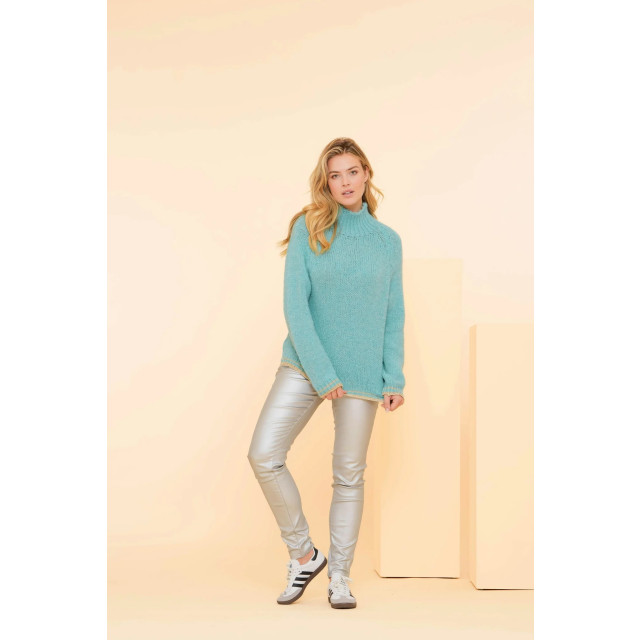 Geisha 44869-70 602 pullover turtle with lurex edge aqua 44869-70 602 large