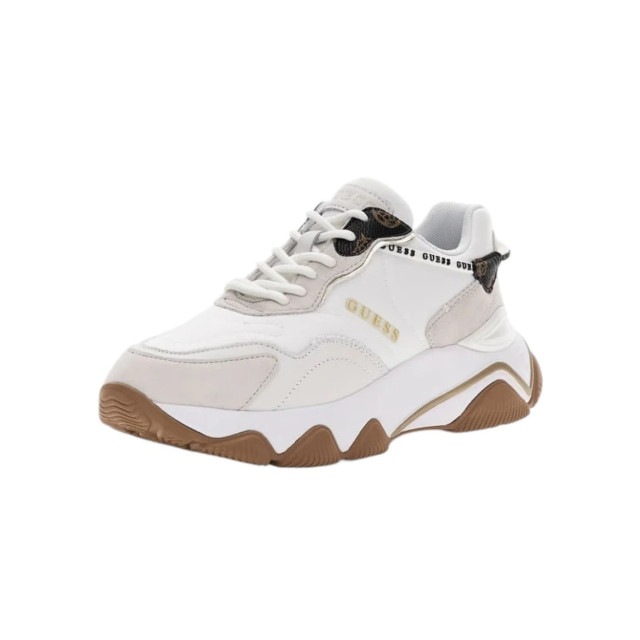 Guess Micola mixed leren sneakers Guess Beige Micola Mixed Leren Sneakers large