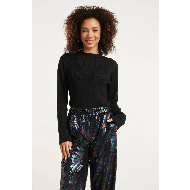 Smashed Lemon 24788 zwarte geribde coltrui met lurex 24788-999-M large