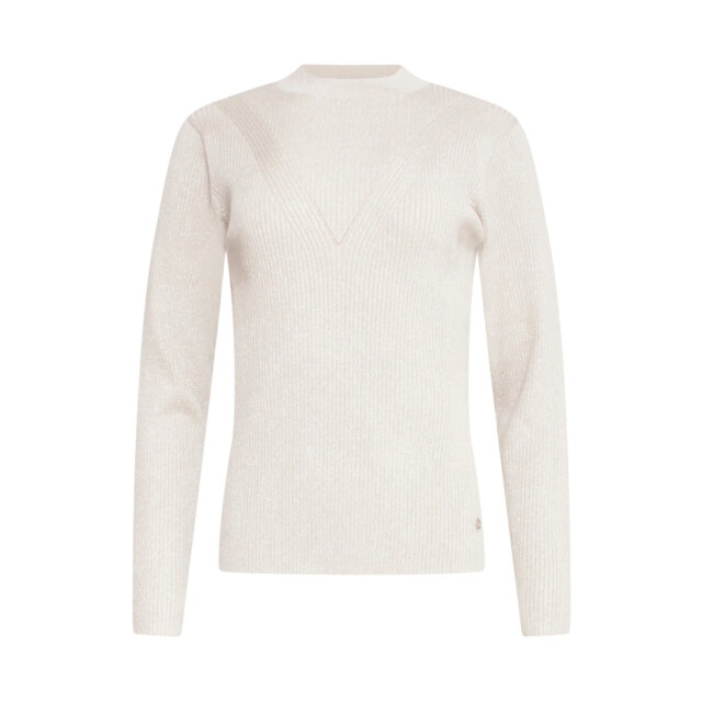 Smashed Lemon 24788 zandkleurige geribde coltrui met lurex 24788-720-M large