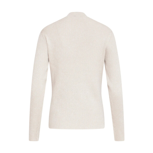 Smashed Lemon 24788 zandkleurige geribde coltrui met lurex 24788-720-M large