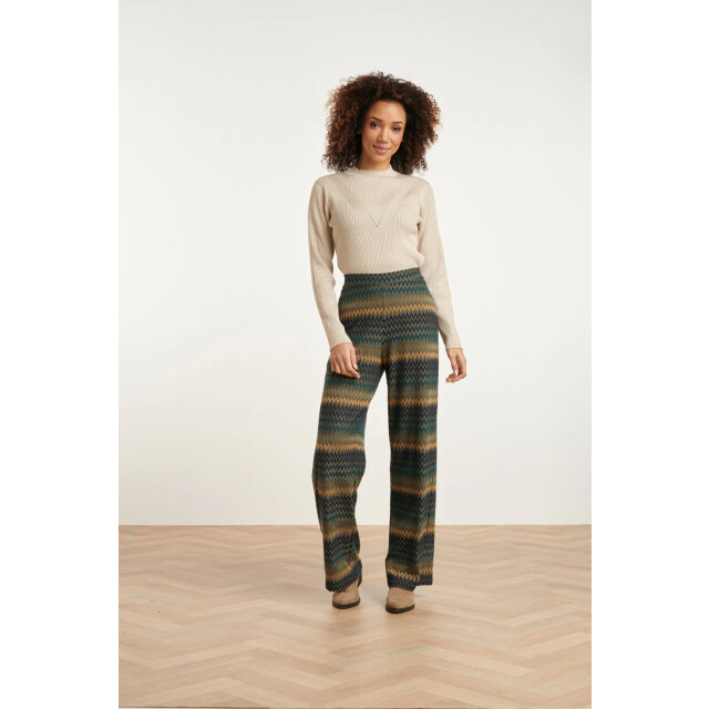 Smashed Lemon 24788 zandkleurige geribde coltrui met lurex 24788-720-M large