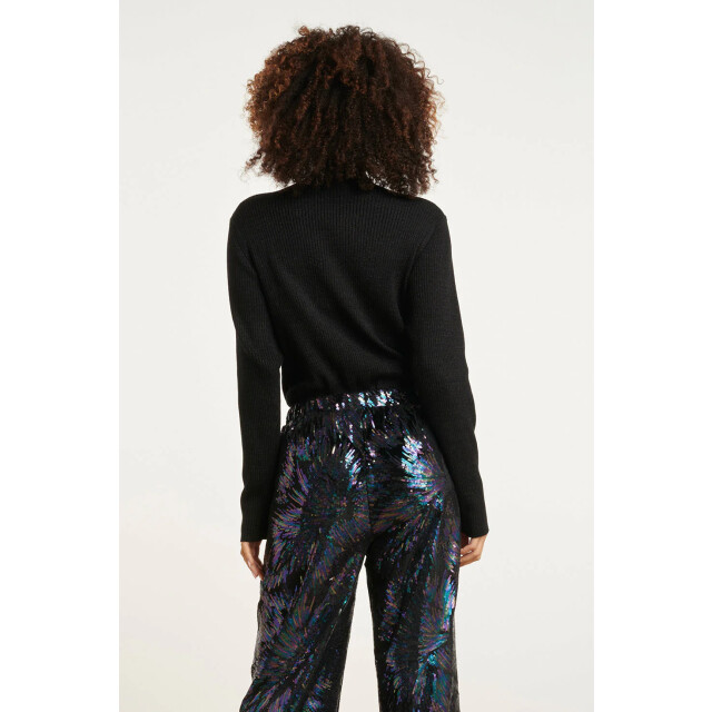 Smashed Lemon 24788 zwarte geribde coltrui met lurex 24788-999-M large
