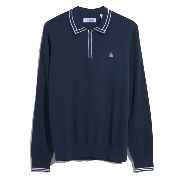 Original Penguin Polo 1/4 zip earl sweater dark sapphire OPGF3125/P413 large