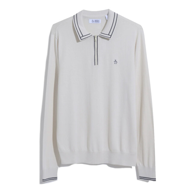 Original Penguin Polo 1/4 zip earl sweater white OPGF3125/P252 large