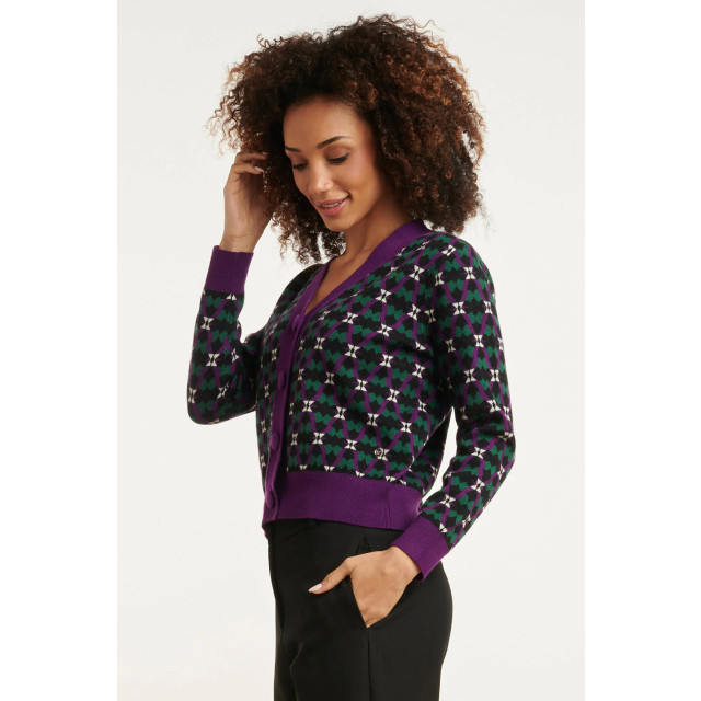 Smashed Lemon 24781 gebreide cardigan met retro print 24781-998-380 large