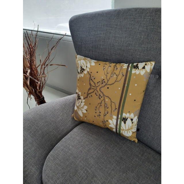 Furnilux set van 2 sierkussens-45x45 cm -bloem oker 3015144 large
