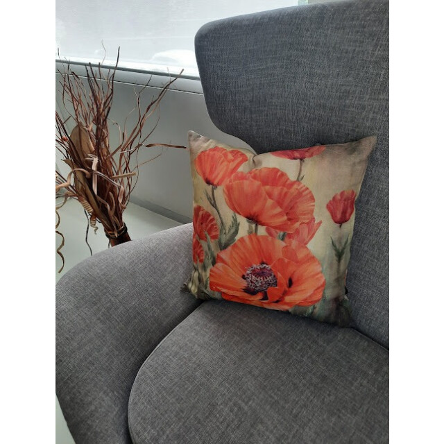 Furnilux set van 2 sierkussens klaproos sylvia 3015139 large