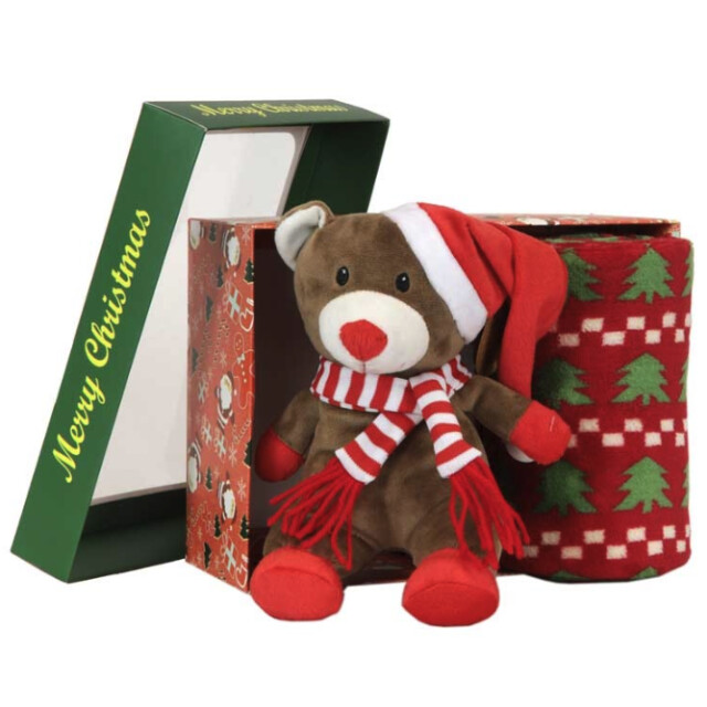 Unique Living plush xmas in the box 22cm, 90x75cm bear 3014461 large