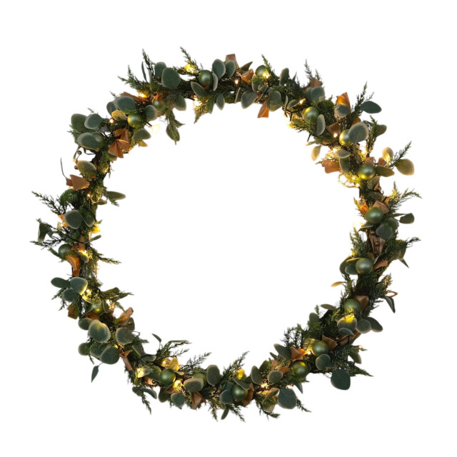 Furnilux Kerstkrans met warme led verlichting op batterij 3 x aa 80 lampjes 8 3015283 large