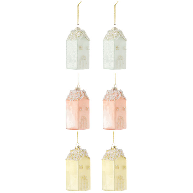 J-Line doos van 6 house hanger 2+2+2 glas mix 5x5x12cm 3008866 large