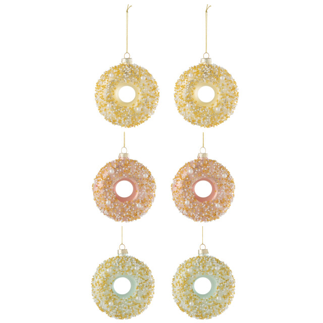 J-Line doos van 6 donut hanger 2+2+2 pailletten glas mix 31x21.5x4cm 3008865 large