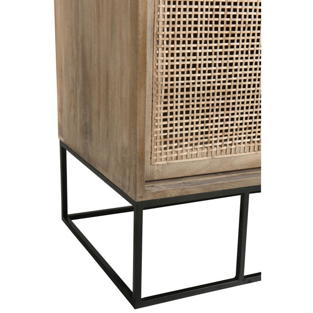 J-Line kast 3 schuifdeuren geweven riet mangohout 160.5x45x85.5cm 3013918 large