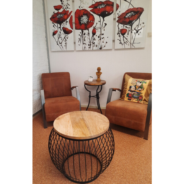 Furnilux Bijzettafel waai mangohout stalen onderstel 3014896 large