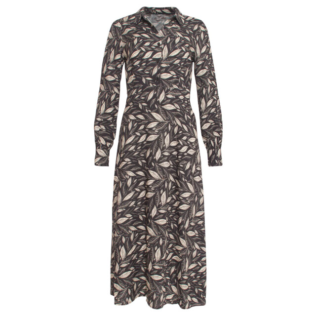 Smashed Lemon 24762 getailleerde jurk met bladerenprint | 24762-999-010 large