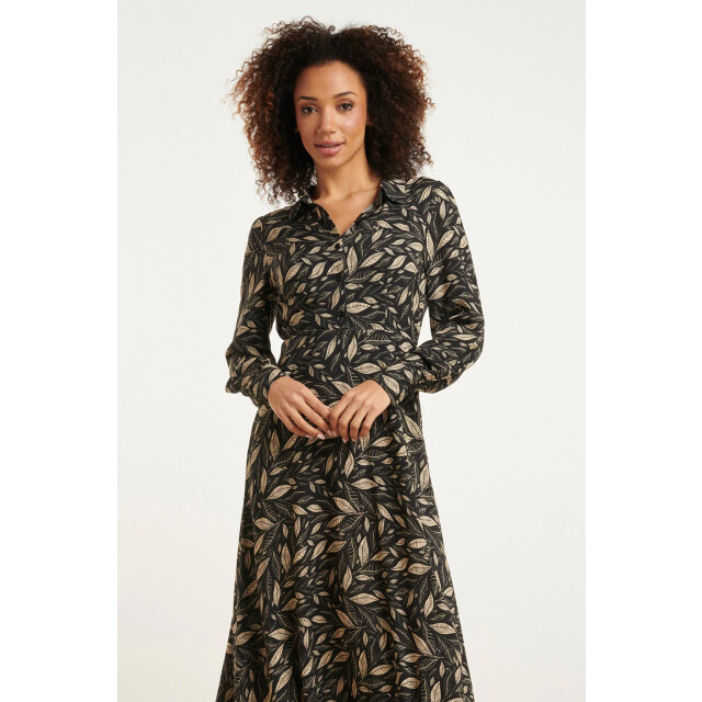 Smashed Lemon 24762 getailleerde jurk met bladerenprint | 24762-999-010 large