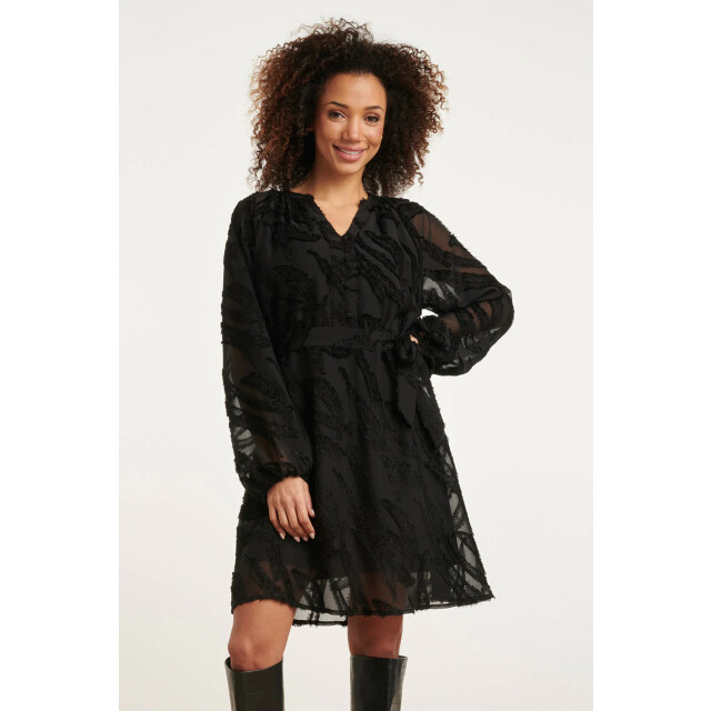 Smashed Lemon 24765 e chiffon jurk met dierenprint | 24765-999-XXL large