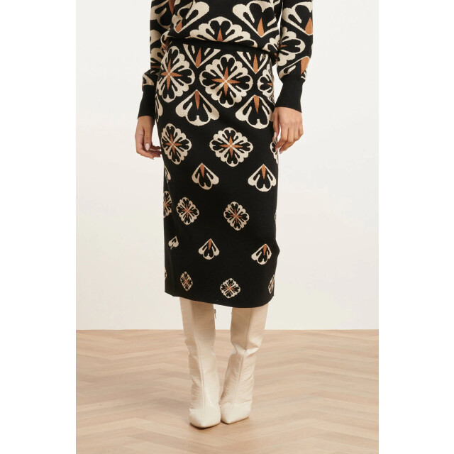 Smashed Lemon 24778 e gebreide rok met grafische bloemenprint | 24778-999-720 large
