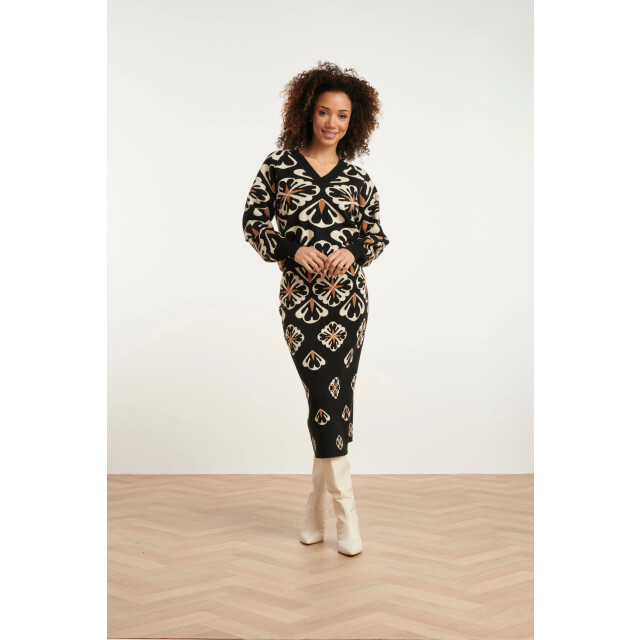 Smashed Lemon 24778 e gebreide rok met grafische bloemenprint | 24778-999-720 large