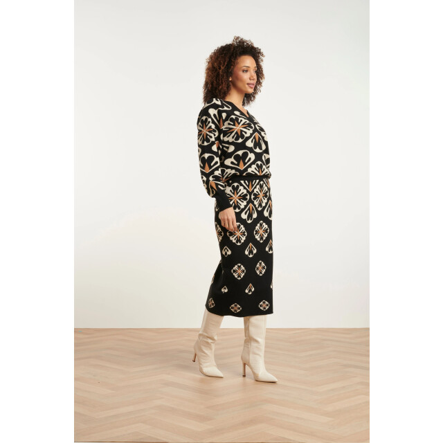 Smashed Lemon 24778 e gebreide rok met grafische bloemenprint | 24778-999-720 large