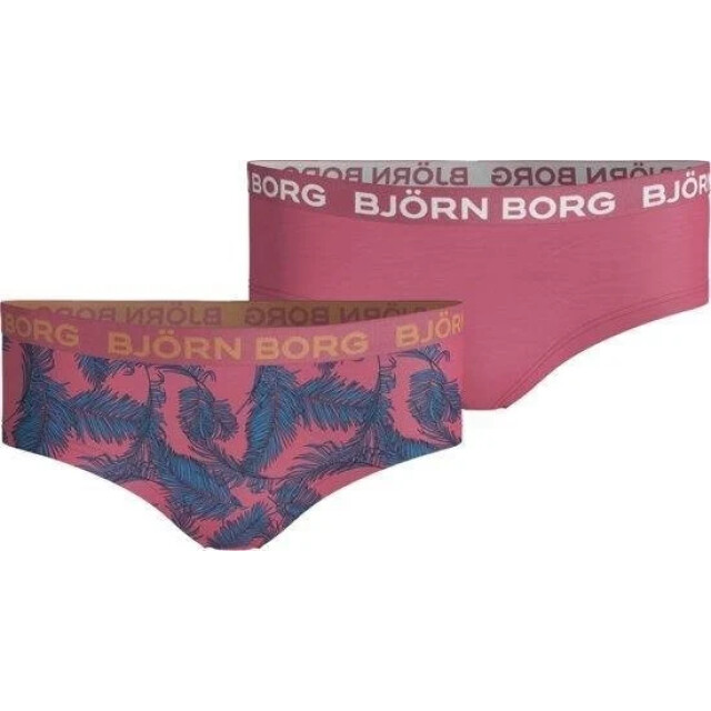 Björn Borg Björn borg meisjes hipster 2-pack – zacht katoen – donkerroze & palm 1831-1322-50281 large