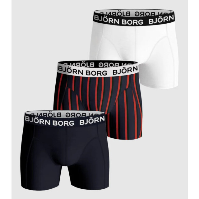 Björn Borg Björn borg heren boxershorts 3-pack – zwart, wit en navy met -zwarte strepen – slim-fit 10000803-MP002 large