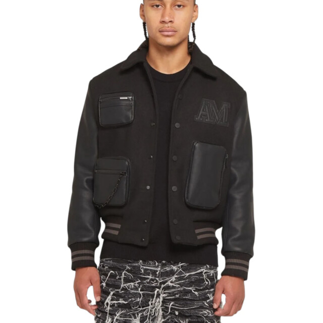 Amicci Georgio wooly jas Amicci Georgio Zwart Bomber Jas large