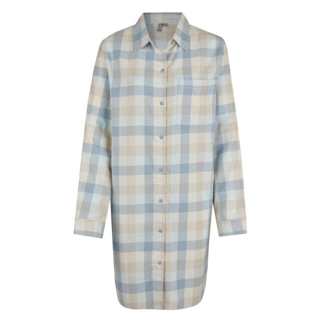 By Louise Dames pyjama nachthemd lang flanel geruit blauw BL-482-02 large