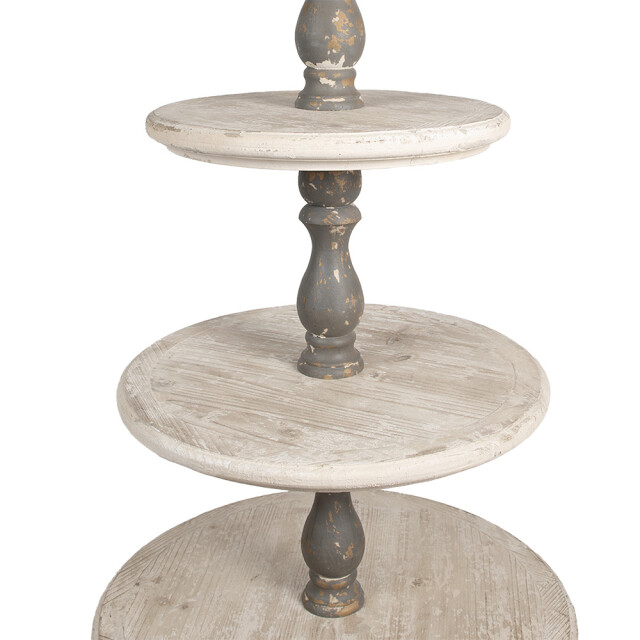 Clayre & Eef Etagère 5 laags Ø 71x143 cm wit grijs hout 2939960 large