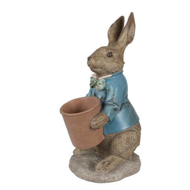 Clayre & Eef Beeld konijn 46 cm blauw polyresin bloempot 2825385 large