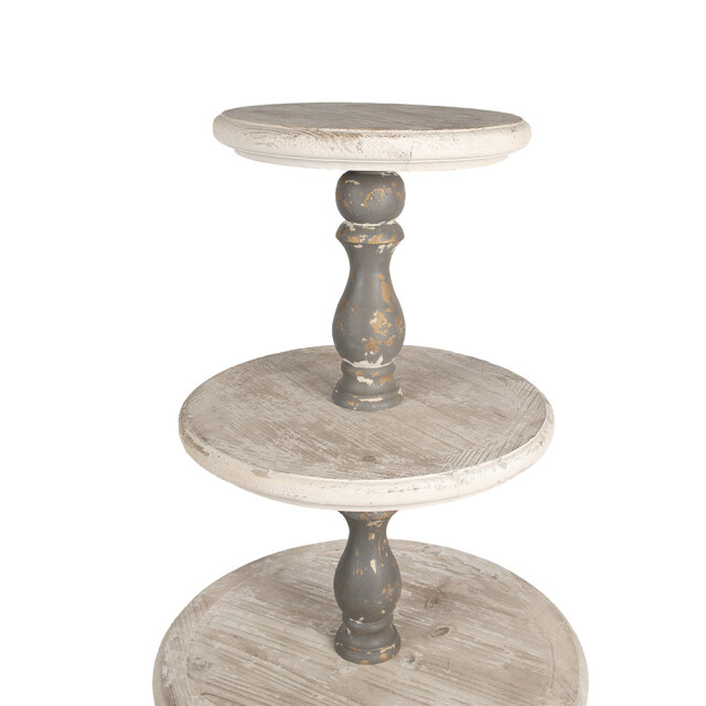 Clayre & Eef Etagère 5 laags Ø 71x143 cm wit grijs hout 2939960 large