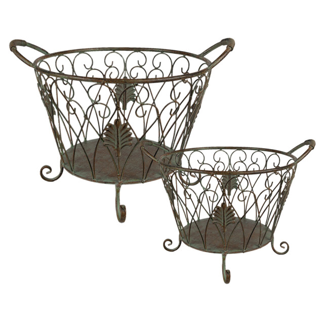 Clayre & Eef Opbergmand set van 2 Ø 41 cm bruin ijzer mand 2584482 large