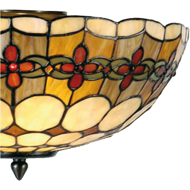 LumiLamp Plafondlamp tiffany Ø 40x24 cm rood metaal glas halfrond roos 1088492 large