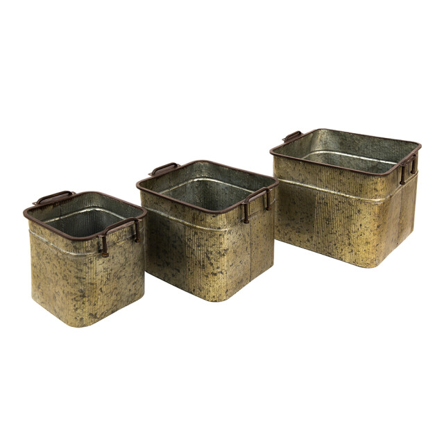 Clayre & Eef Decoratie zinken teil set van 3 42x38x28 cm ijzer rechthoek 1785572 large