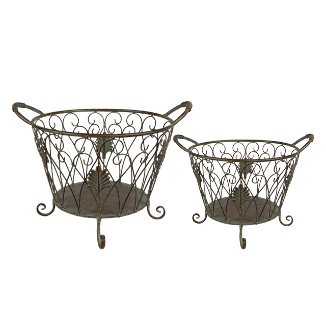 Clayre & Eef Opbergmand set van 2 Ø 41 cm bruin ijzer mand 2584482 large