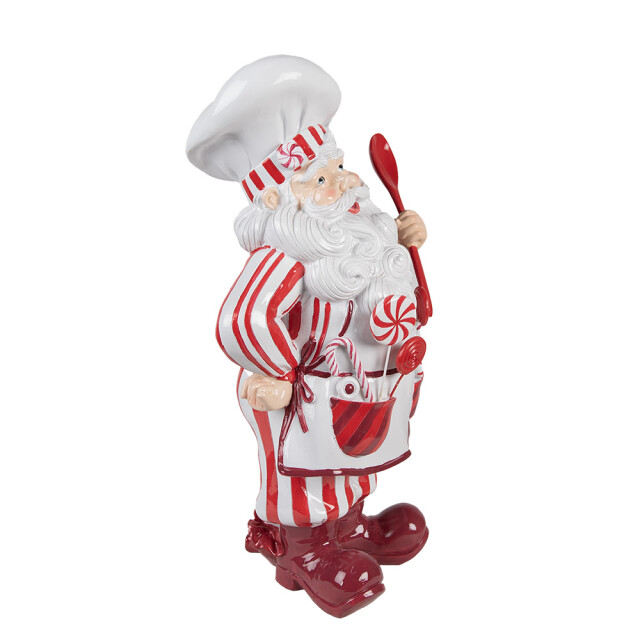 Clayre & Eef Kerstdecoratie beeld kerstman 47 cm wit kunststof 2943022 large
