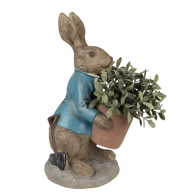 Clayre & Eef Beeld konijn 46 cm blauw polyresin bloempot 2825385 large