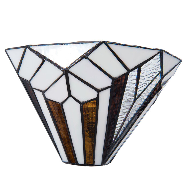 LumiLamp Wandlamp tiffany 31x16x16 cm bruin metaal glas driehoek muurlamp 1088572 large
